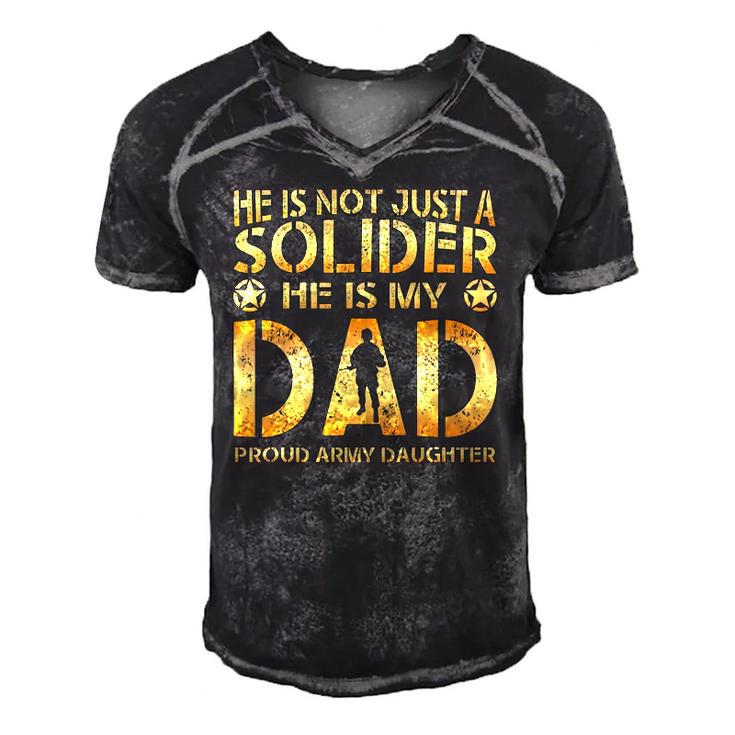 He Is Not Just A Solider He Is My Dad Proud Army Daughter Men's Short Sleeve V-neck 3D Print Retro Tshirt