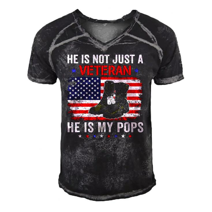 He Is Not Just A Veteran My Pops Veterans Day Patriotic Men's Short Sleeve V-neck 3D Print Retro Tshirt
