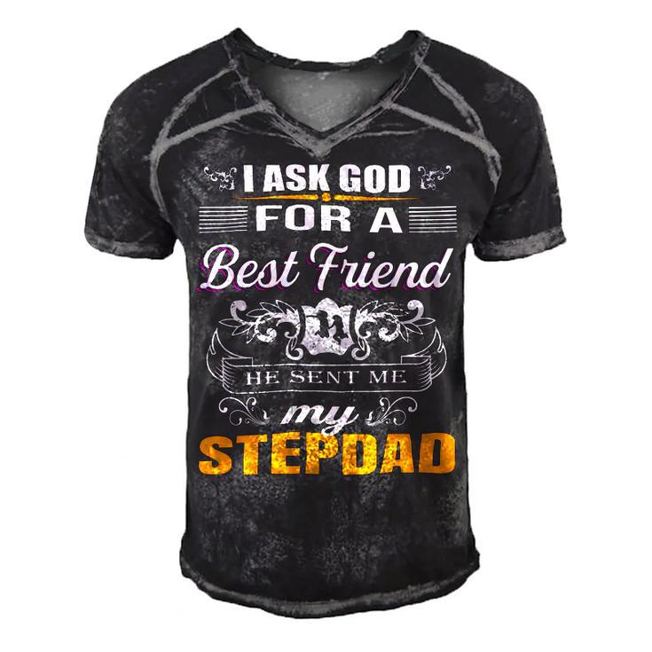 He Sent Me Stepdad Men's Short Sleeve V-neck 3D Print Retro Tshirt