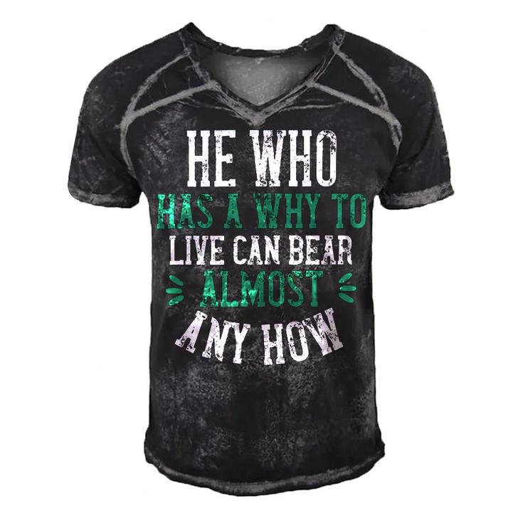 He Who Has A Why To Live Can Bear Almost Any How Papa T-Shirt Fathers Day Gift Men's Short Sleeve V-neck 3D Print Retro Tshirt