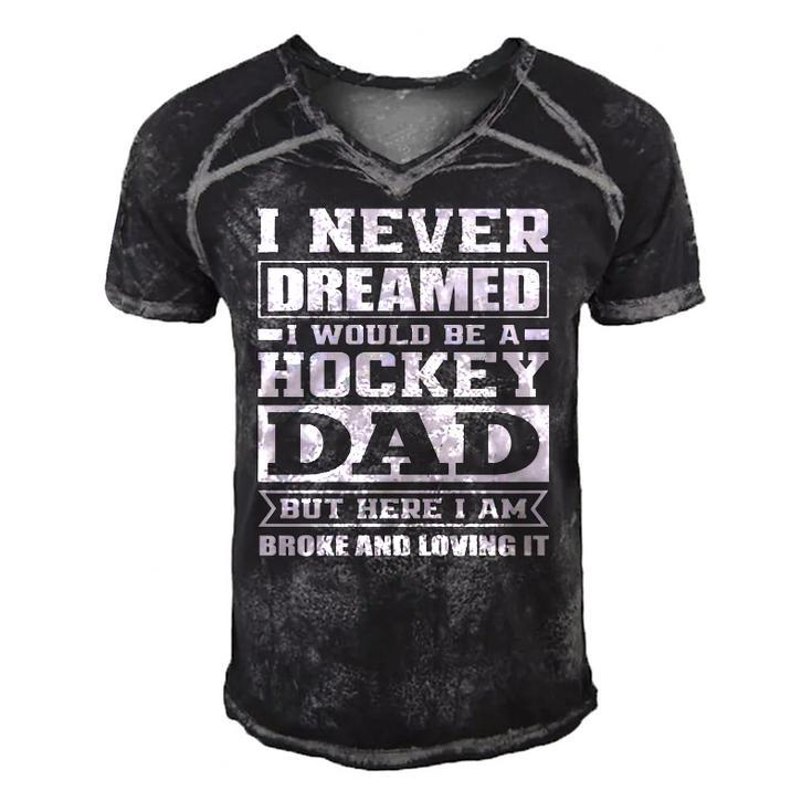 Hockey Dad Funny Dads Ice Hockey  Men's Short Sleeve V-neck 3D Print Retro Tshirt