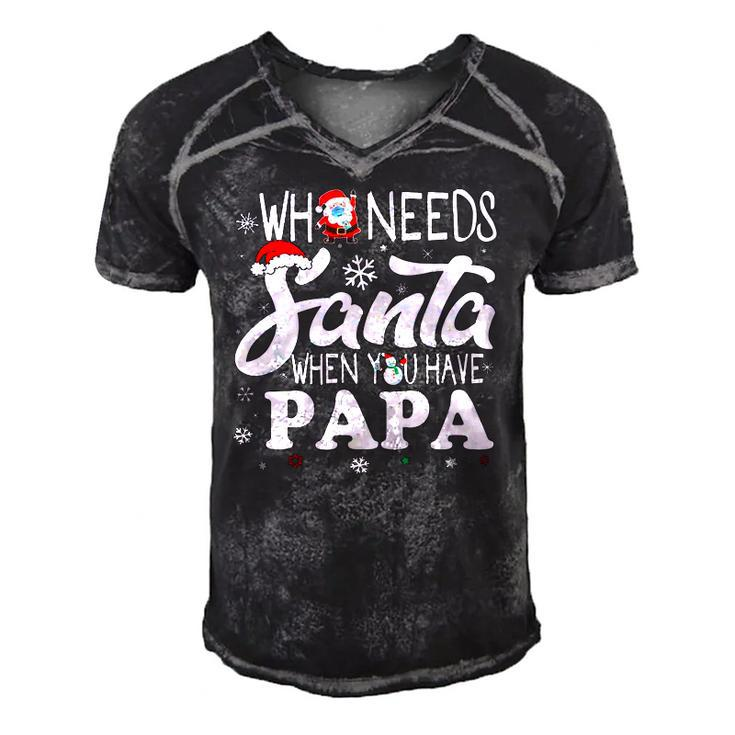 Holiday Christmas Who Needs Santa When You Have Papa Men's Short Sleeve V-neck 3D Print Retro Tshirt