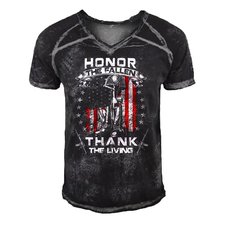 Honor The Fallen Thank The Living Memorial Day Veterans Day Men's Short Sleeve V-neck 3D Print Retro Tshirt