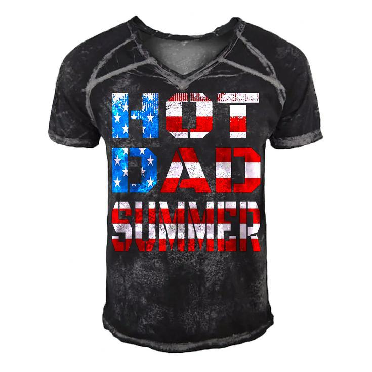 Hot Dad Summer American Flag 4Th Of July Independence Day  Men's Short Sleeve V-neck 3D Print Retro Tshirt