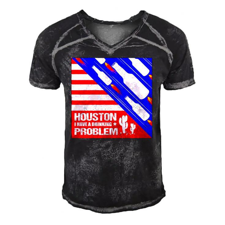 Houston I Have A Drinking Problem Funny 4Th Of July Men's Short Sleeve V-neck 3D Print Retro Tshirt