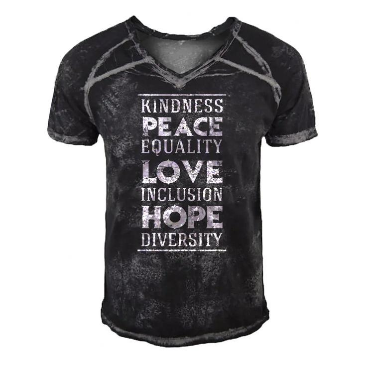 Human Kindness Peace Equality Love Inclusion Diversity Men's Short Sleeve V-neck 3D Print Retro Tshirt