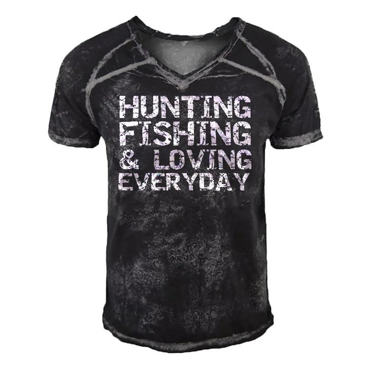 Hunting Fishing & Loving Everyday  Hunter Gift Men's Short Sleeve V-neck 3D Print Retro Tshirt
