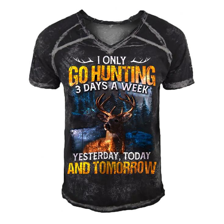 Hunting Only 3 Days In Week Men's Short Sleeve V-neck 3D Print Retro Tshirt