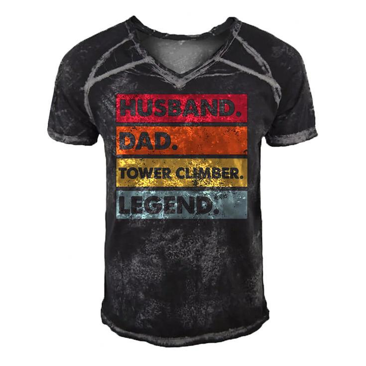 Husband Dad Tower Climber Funny Tower Climbing Father Mens Men's Short Sleeve V-neck 3D Print Retro Tshirt