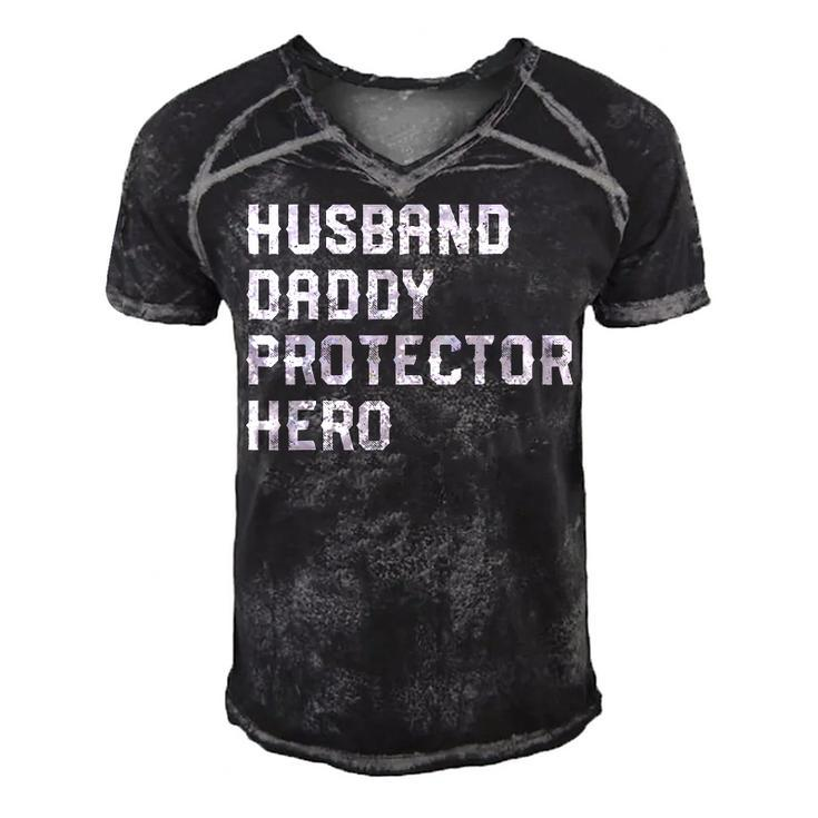 Husband Daddy Protector Hero 4Th Of July  For Dad  Men's Short Sleeve V-neck 3D Print Retro Tshirt