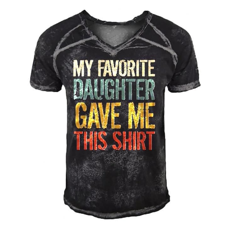 Husband Stepdad Adult My Favorite Daughter Gave Me This Men's Short Sleeve V-neck 3D Print Retro Tshirt