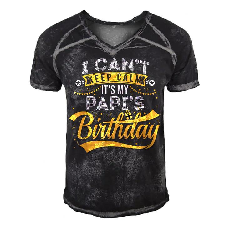 I Cant Keep Calm Its My Papis Birthday Happy  Men's Short Sleeve V-neck 3D Print Retro Tshirt