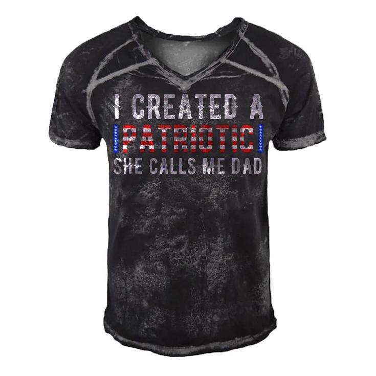 I Created A Patriotic Calls Me Dad 4Th Of July Fathers Day  Men's Short Sleeve V-neck 3D Print Retro Tshirt