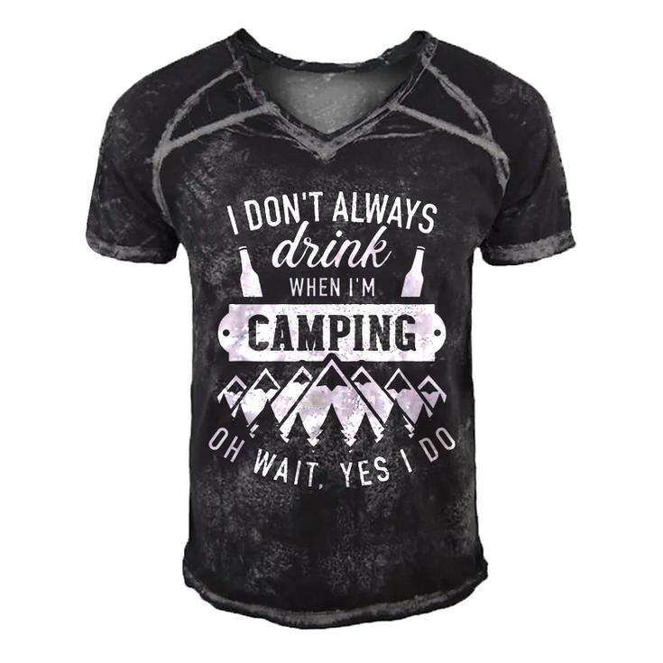 I Dont Always Drink When Im Camping Oh Wait Yes I Do  Men's Short Sleeve V-neck 3D Print Retro Tshirt