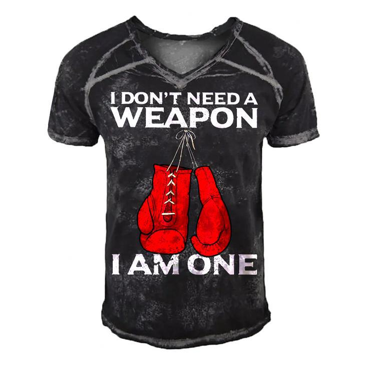 I Dont Need A Weapon I Am One Boxing  Men's Short Sleeve V-neck 3D Print Retro Tshirt