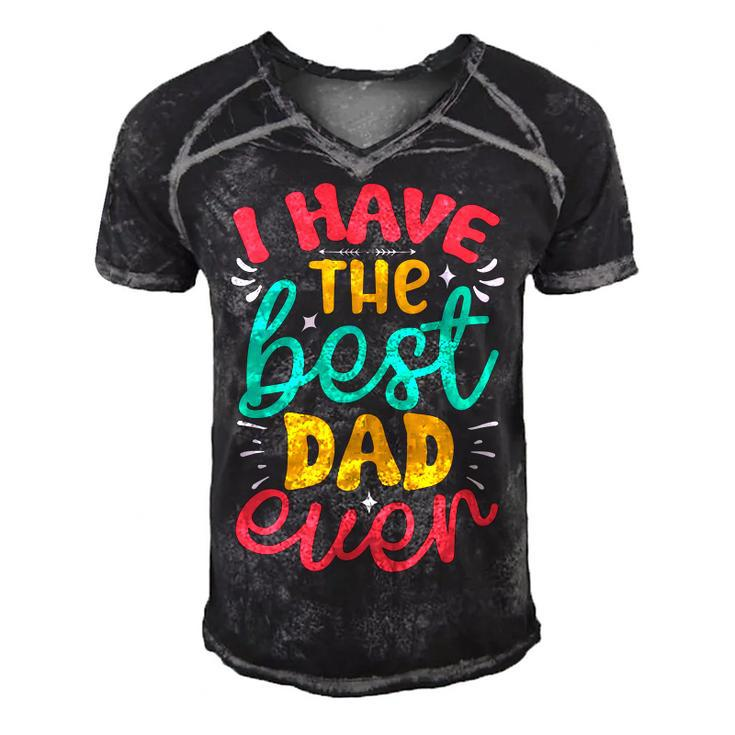 I Have The Best Dad Ever Men's Short Sleeve V-neck 3D Print Retro Tshirt