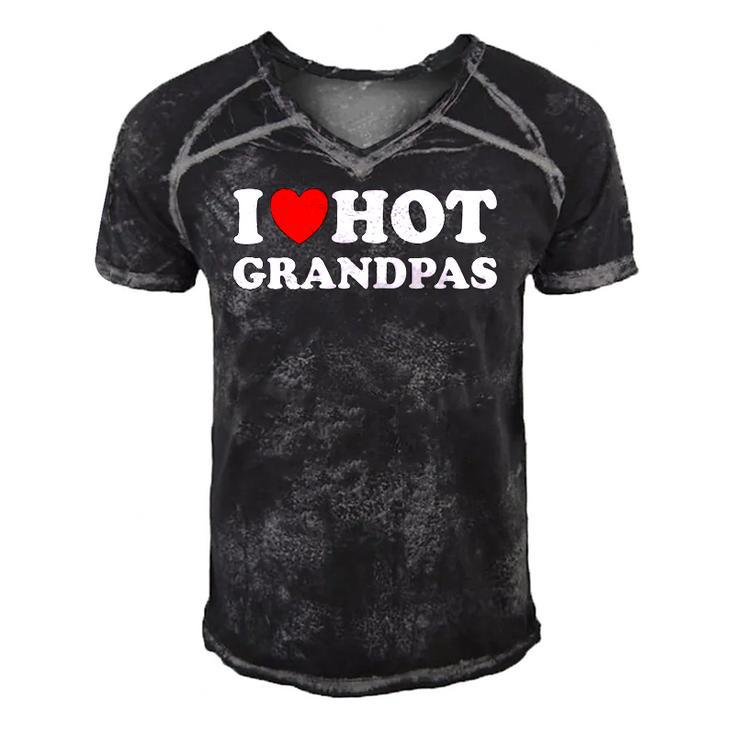 I Heart Hot Grandpas I Love Hot Grandpas  Men's Short Sleeve V-neck 3D Print Retro Tshirt