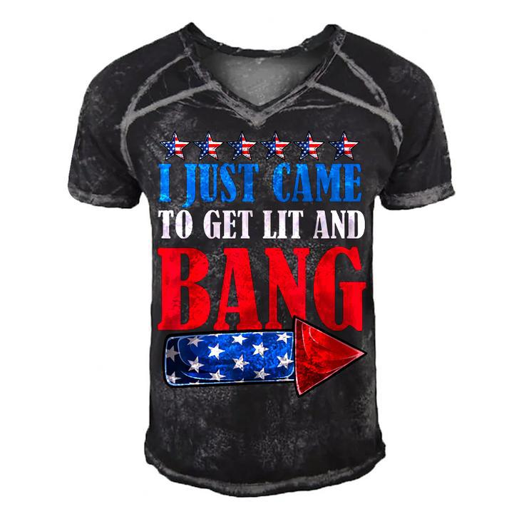 I Just Came To Get Lit And Bang 4Th Of July Fireworks  Men's Short Sleeve V-neck 3D Print Retro Tshirt