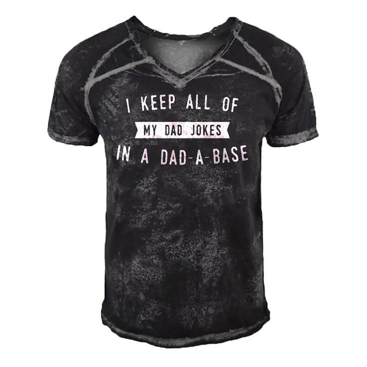 I Keep All Of My Jokes In A Dad-A-Base - Funny Dad Jokes Classic Men's Short Sleeve V-neck 3D Print Retro Tshirt