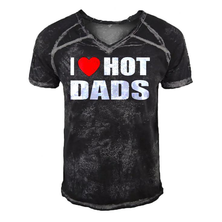 I Love Hot Dads I Heart Hot Dad Love Hot Dads Fathers Day Men's Short Sleeve V-neck 3D Print Retro Tshirt
