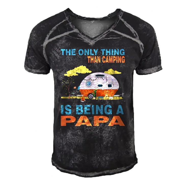 I Love More Than Camping Is Being A Papa Men's Short Sleeve V-neck 3D Print Retro Tshirt