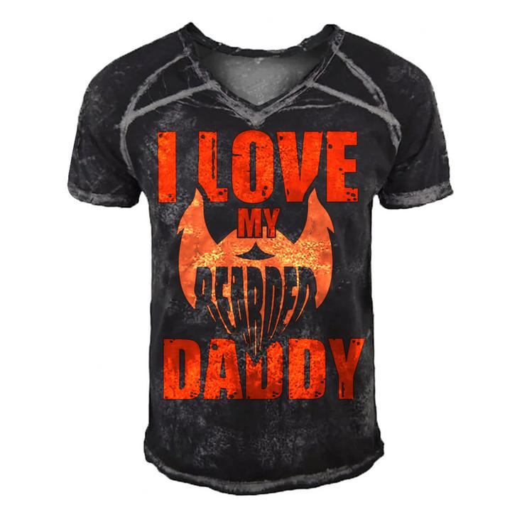 I Love My Bearded Daddy Fathers Day T Shirts Men's Short Sleeve V-neck 3D Print Retro Tshirt