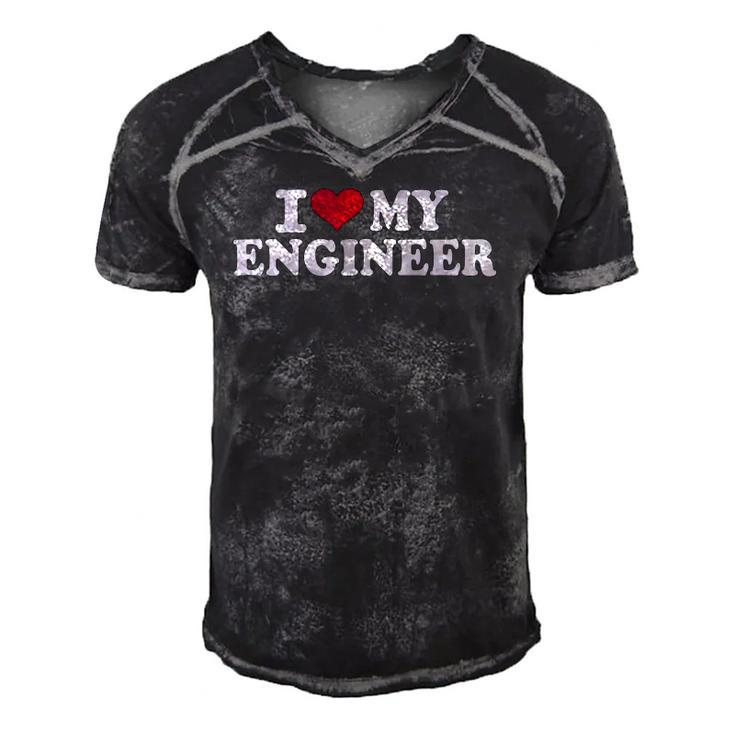 I Love My Engineer Mechanic Machinist Men's Short Sleeve V-neck 3D Print Retro Tshirt