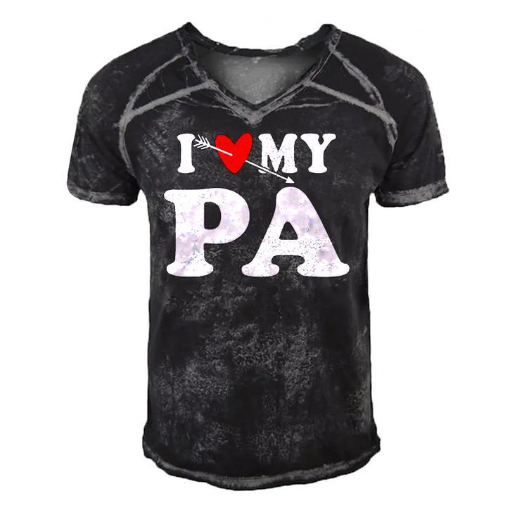 I Love My Pa With Heart Fathers Day Wear For Kid Boy Girl Men's Short Sleeve V-neck 3D Print Retro Tshirt