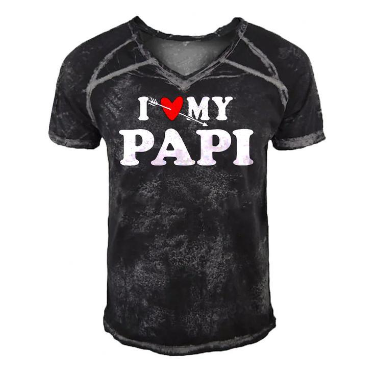 I Love My Papi With Heart Fathers Day Wear For Kids Boy Girl Men's Short Sleeve V-neck 3D Print Retro Tshirt