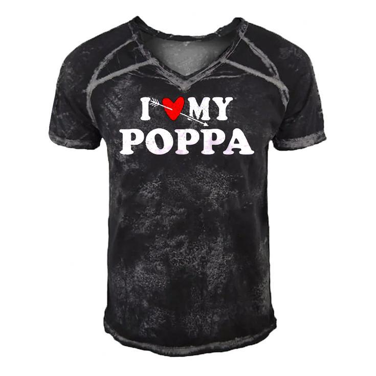 I Love My Poppa Arrow Heart Father Day Wear For Son Daughter  Men's Short Sleeve V-neck 3D Print Retro Tshirt