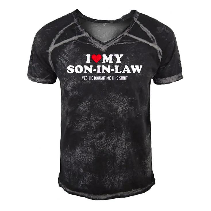I Love My Son-In-Law For Father-In-Law Men's Short Sleeve V-neck 3D Print Retro Tshirt