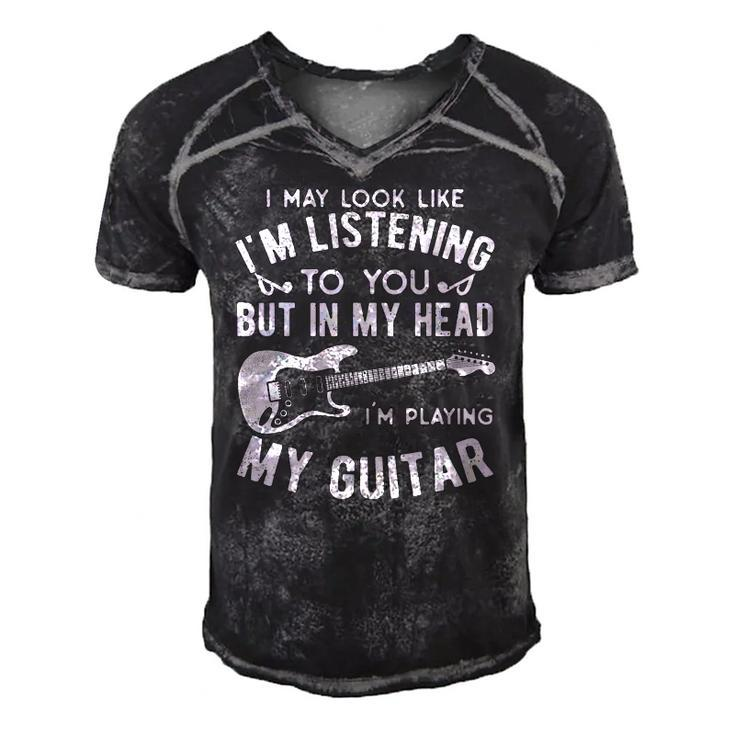 I Might Look Like Im Listening To You Music Guitar Player Men's Short Sleeve V-neck 3D Print Retro Tshirt