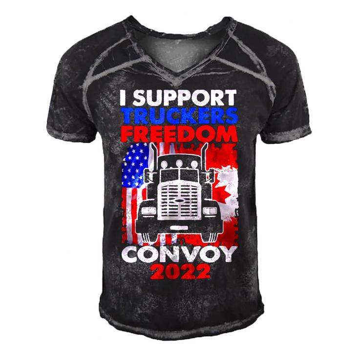 I Support Truckers Freedom Convoy 2022  V3 Men's Short Sleeve V-neck 3D Print Retro Tshirt