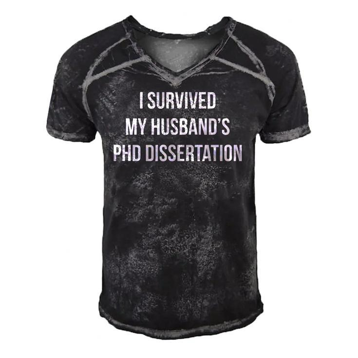 I Survived My Husbands Phd Dissertation Men's Short Sleeve V-neck 3D Print Retro Tshirt