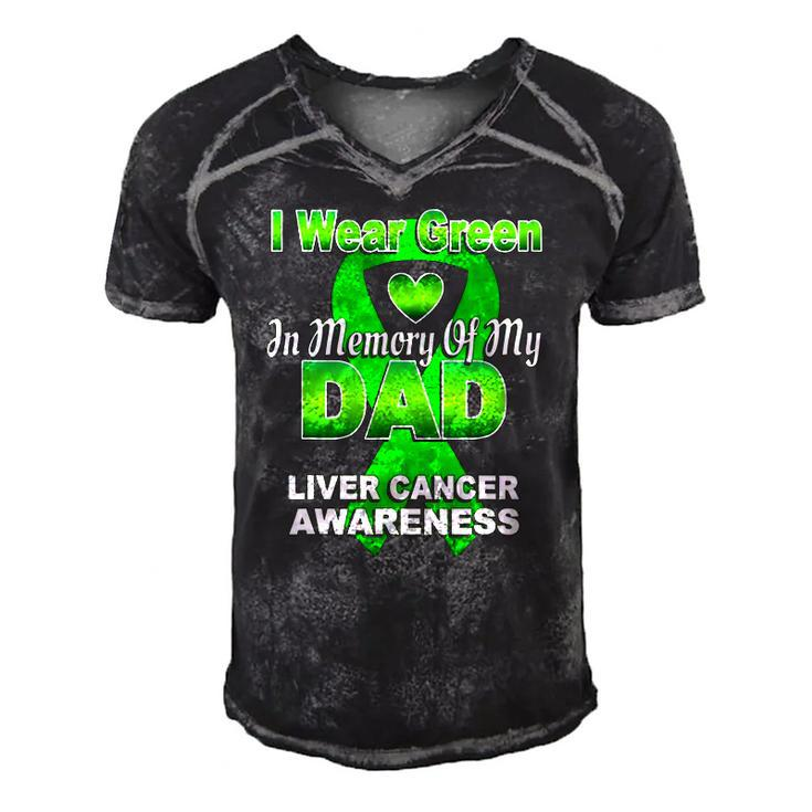 I Wear Green In Memory Of My Dad Liver Cancer Awareness Men's Short Sleeve V-neck 3D Print Retro Tshirt