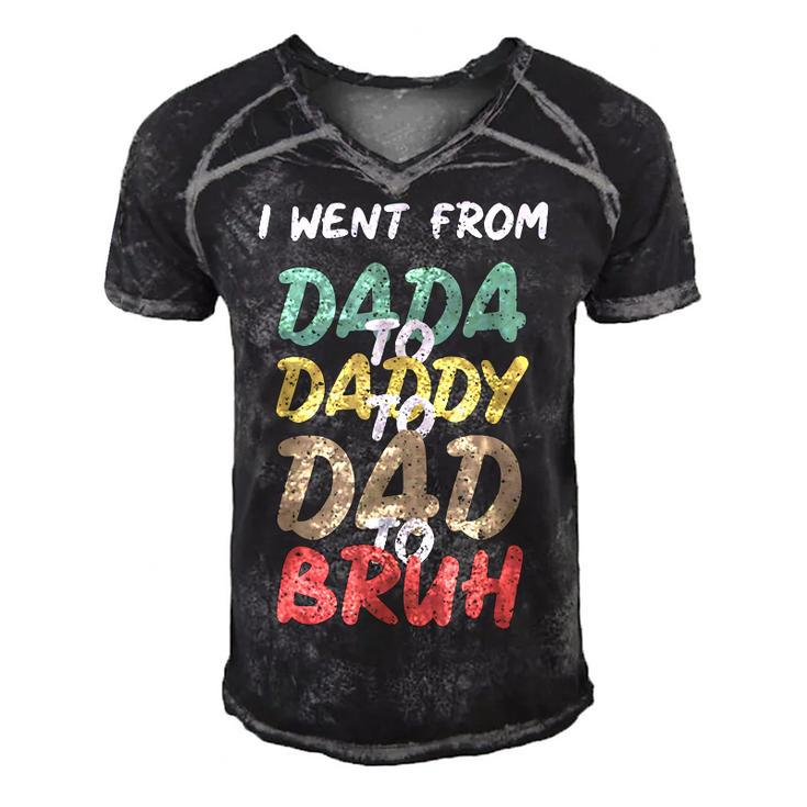 I Went From Dada To Daddy To Dad To Bruh Funny Fathers Day Men's Short Sleeve V-neck 3D Print Retro Tshirt