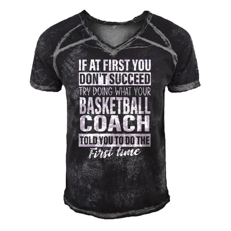 If At First You Dont Succeed Basketball Coach Gifts Men Men's Short Sleeve V-neck 3D Print Retro Tshirt