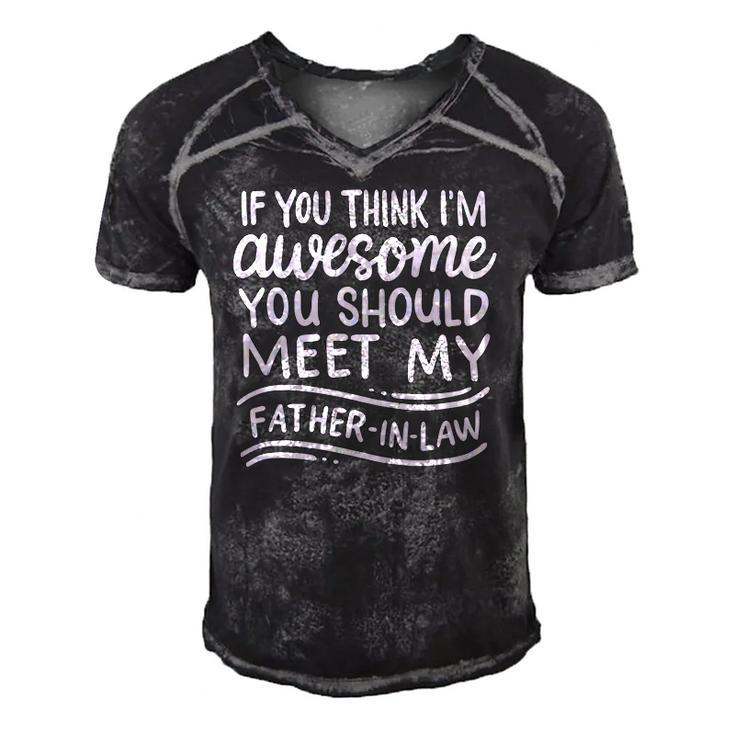 If You Think Im Awesome You Should Meet My Father-In-Law Men's Short Sleeve V-neck 3D Print Retro Tshirt