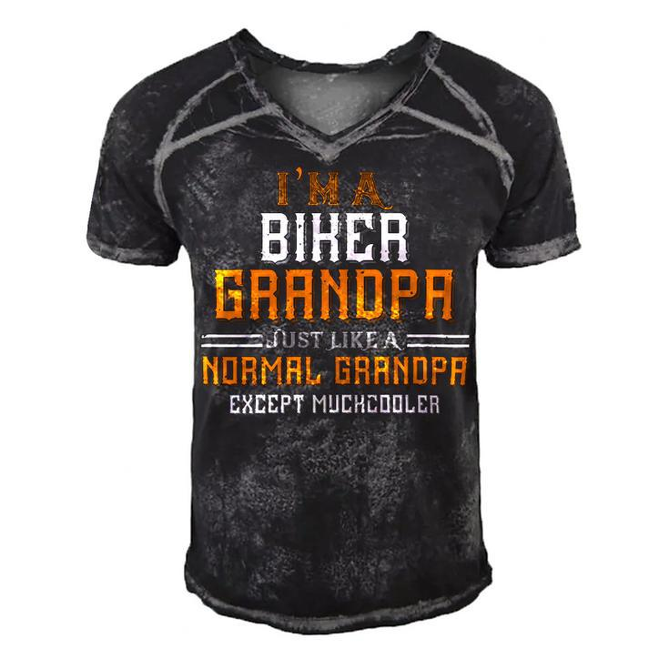 Im A Biker Grandpa Just Like A Normal Grandpa Except Muchcooler Papa T-Shirt Fathers Day Gift Men's Short Sleeve V-neck 3D Print Retro Tshirt