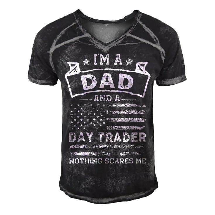 Im A Dad And Day Trader Funny Fathers Day & 4Th Of July  Men's Short Sleeve V-neck 3D Print Retro Tshirt