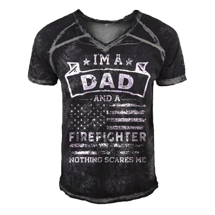 Im A Dad And Firefighter Funny Fathers Day & 4Th Of July  Men's Short Sleeve V-neck 3D Print Retro Tshirt