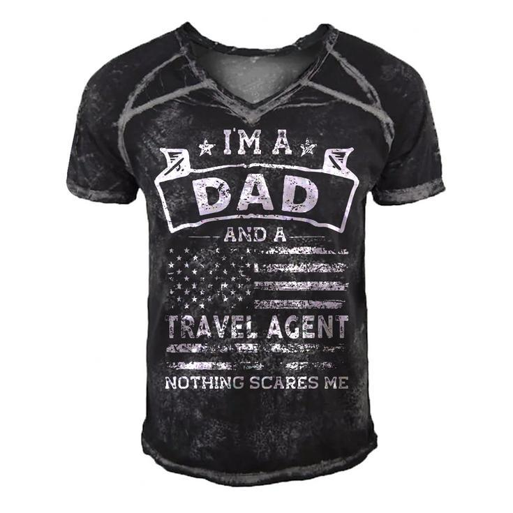 Im A Dad And Travel Agent Funny Fathers Day & 4Th Of July  Men's Short Sleeve V-neck 3D Print Retro Tshirt