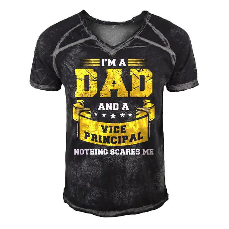 Im A Dad And Vice Principal Nothing Scares Me Gift Funny Men's Short Sleeve V-neck 3D Print Retro Tshirt