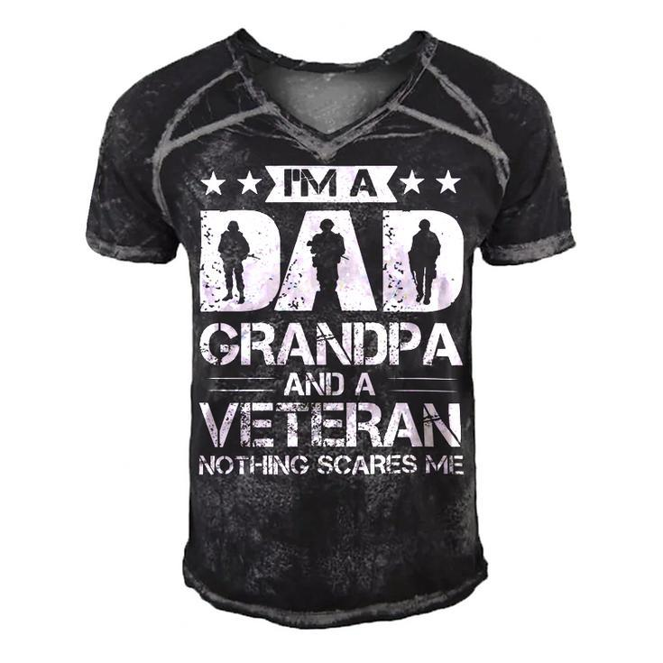 Im A Dad Grandpa And A Veteran Nothing Scares Me Men's Short Sleeve V-neck 3D Print Retro Tshirt