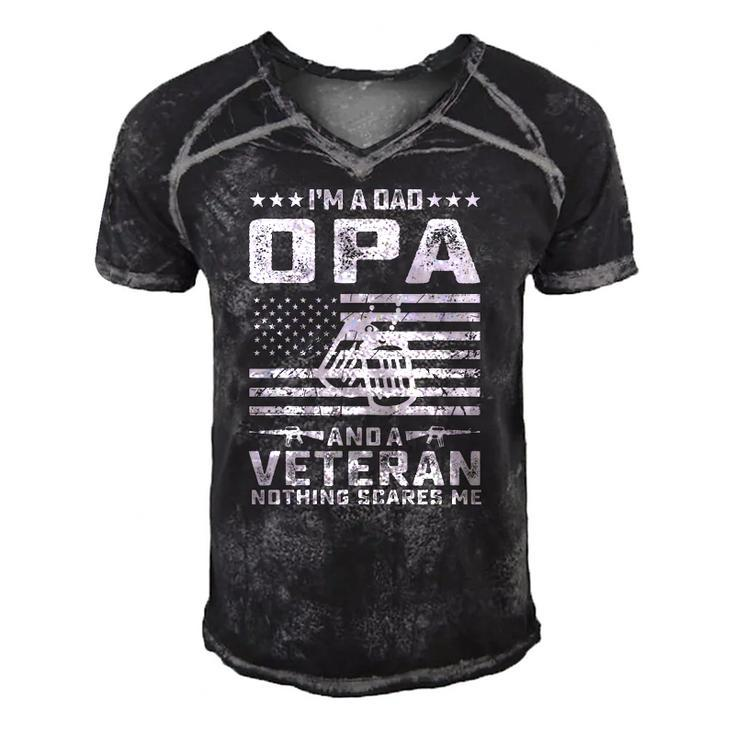 Im A Dad Opa And A Veteran Nothing Scares Me Funny Gifts Men's Short Sleeve V-neck 3D Print Retro Tshirt