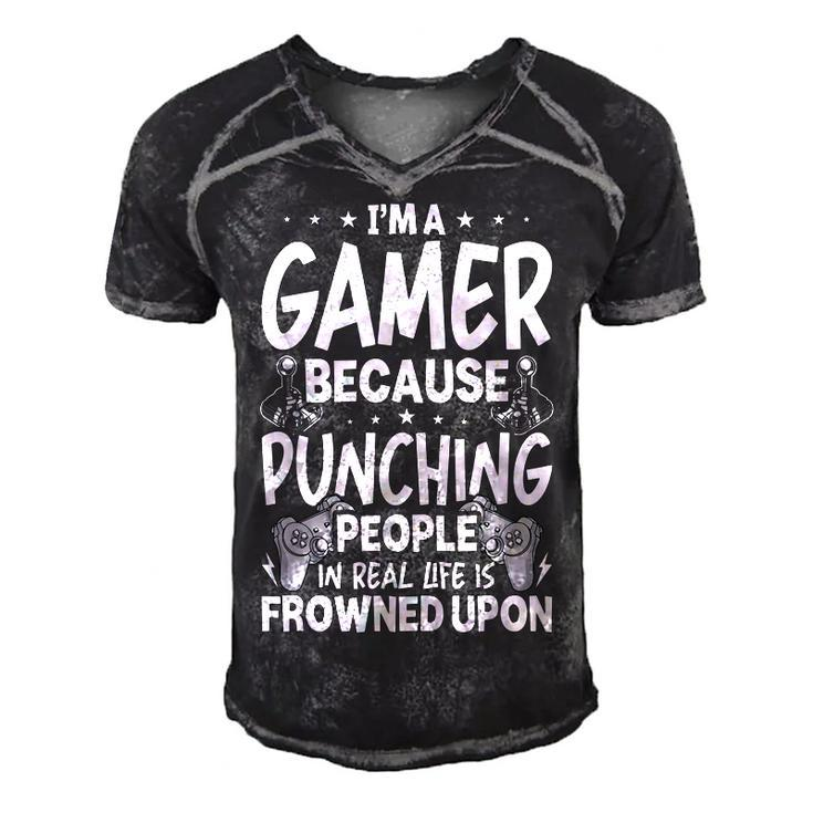 Im A Gamer Because Video Gamer Gaming  Men's Short Sleeve V-neck 3D Print Retro Tshirt