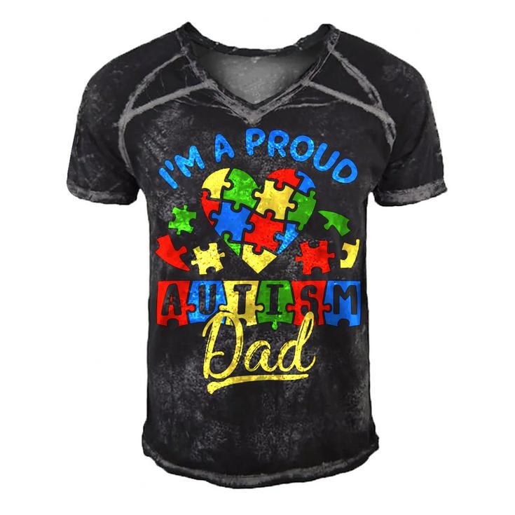 Im A Proud Autism Dad Autism Awareness Autistic Men's Short Sleeve V-neck 3D Print Retro Tshirt