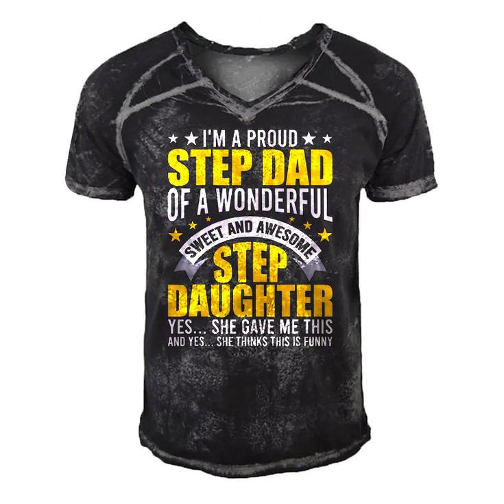 Im A Proud Step Dad Of Awesome Step Daughter Stepdad Men's Short Sleeve V-neck 3D Print Retro Tshirt