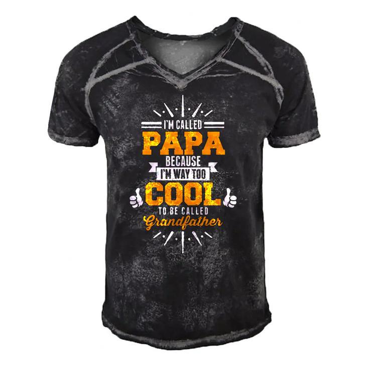 Im Called Papa Im Way Too Cool To0 Be Called Grandfather Men's Short Sleeve V-neck 3D Print Retro Tshirt