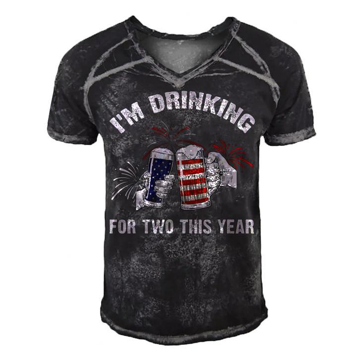 Im Drinking For Two Pregnancy  4Th Of July Dad  Men's Short Sleeve V-neck 3D Print Retro Tshirt